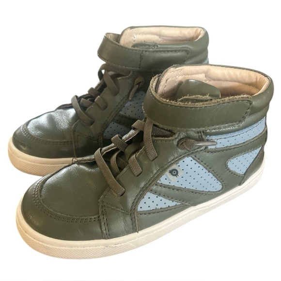 Kids Green and Blue leather High-Top Sneakers - Picture 1 of 7